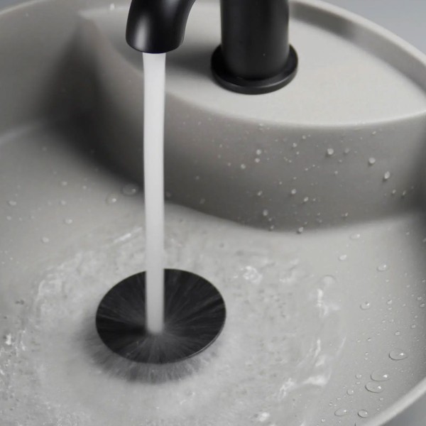 Bonde lavabo clic clac ronde avec manchon métallique, universelle, nero