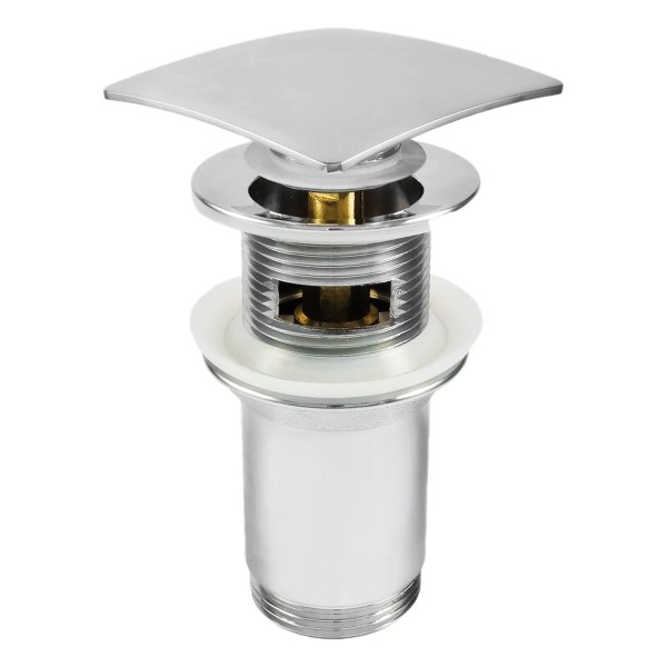 Bonde de lavabo clic clac carrée avec manchon métallique, universelle, chromé