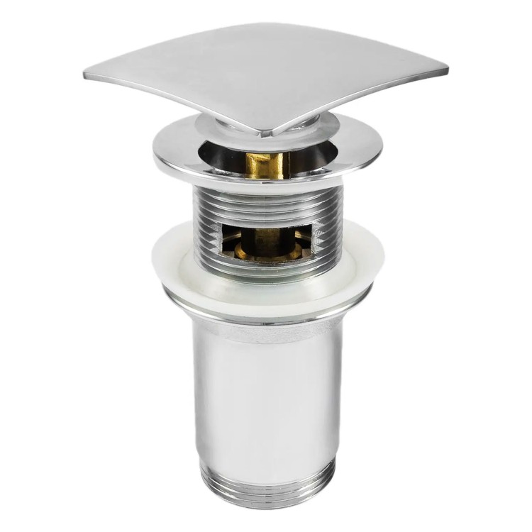 Bonde de lavabo clic clac carrée avec manchon métallique, universelle, chromé