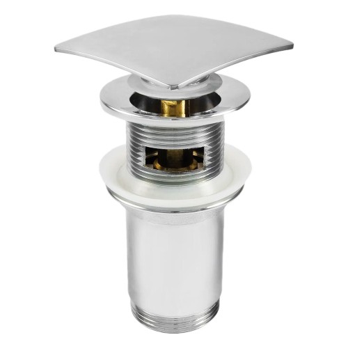 Bonde de lavabo clic clac carrée avec manchon métallique, universelle, chromé