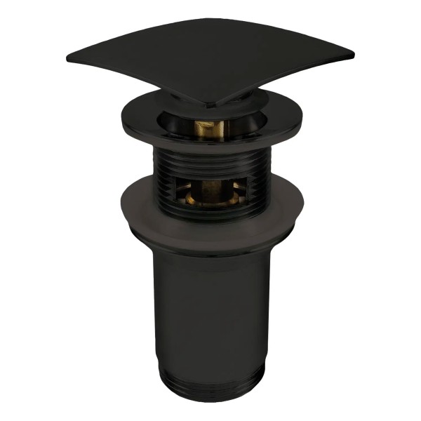 Bonde de lavabo clic clac carrée avec manchon métallique, universelle, nero