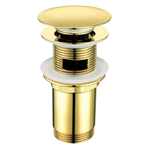 Bonde de lavabo clic clac avec manchon métallique, universelle, doré