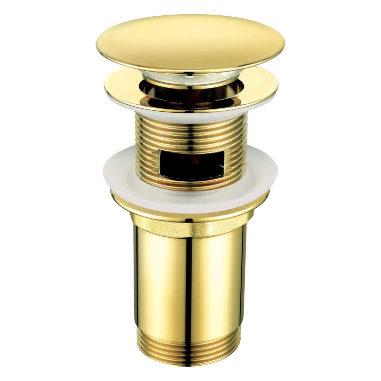 Bonde de lavabo clic clac avec manchon métallique, universelle, doré