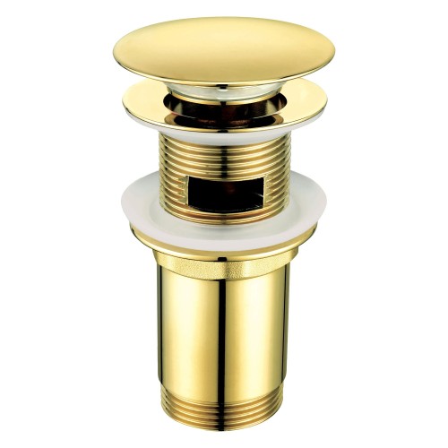 Bonde de lavabo clic clac avec manchon métallique, universelle, doré