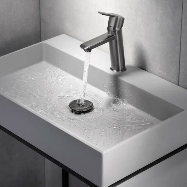 Bonde de lavabo clic clac avec manchon métallique, universelle, titanium