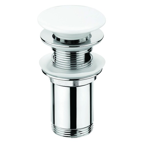 Bonde de lavabo clic clac avec manchon métallique, universelle, céramique blanc