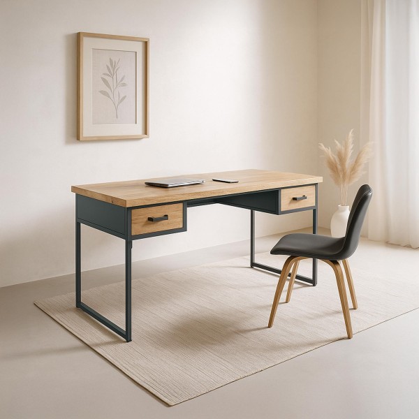 Bureau style industriel en bois et métal - Cambridge
