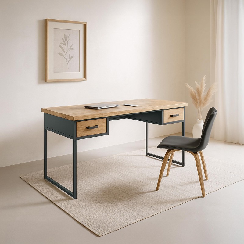 Bureau style industriel en bois et métal - Cambridge Bureau style industriel en bois et métal - Cambridge