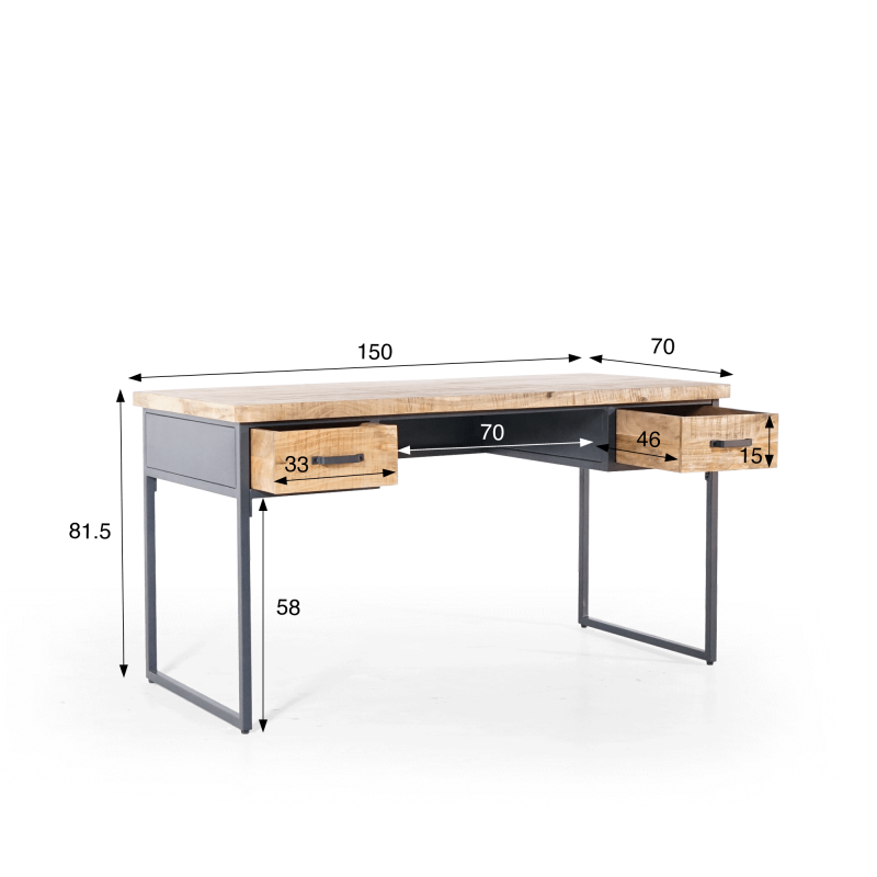 Bureau style industriel en bois et métal - Cambridge Bureau style industriel en bois et métal - Cambridge