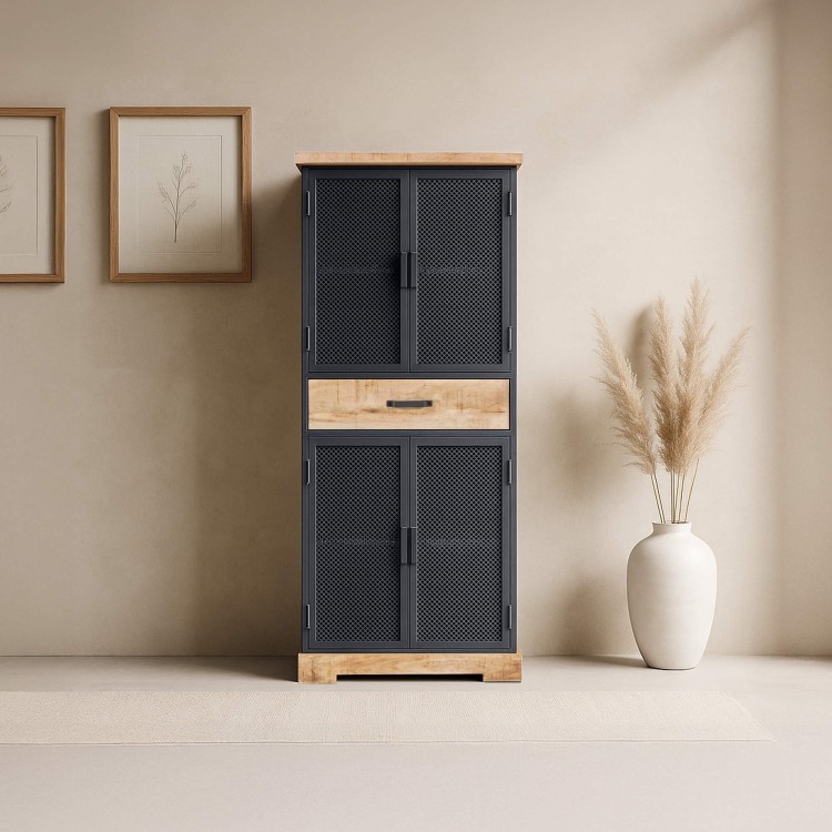 Armoire de rangement en métal et bois 70 cm - Cambridge Armoire de rangement en métal et bois 70 cm - Cambridge
