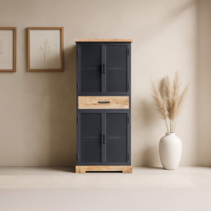 Armoire de rangement en métal et bois 70 cm - Cambridge Armoire de rangement en métal et bois 70 cm - Cambridge