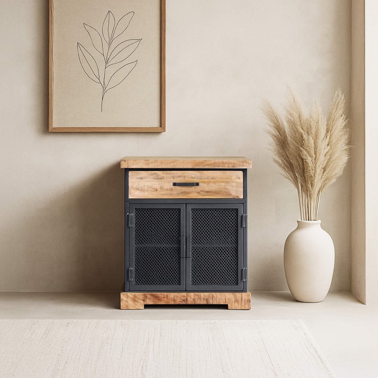 Petit buffet style industriel en métal et bois - Cambridge Petit buffet style industriel en métal et bois - Cambridge