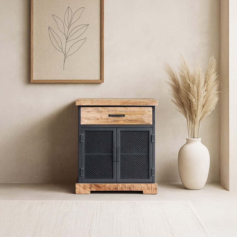 Petit buffet style industriel en métal et bois - Cambridge Petit buffet style industriel en métal et bois - Cambridge