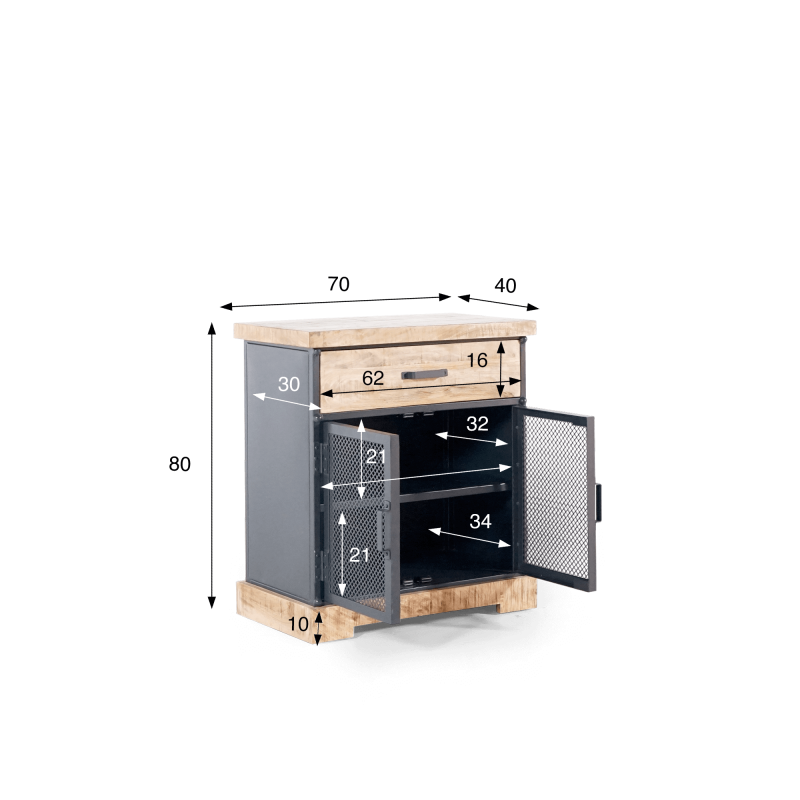 Petit buffet style industriel en métal et bois - Cambridge Petit buffet style industriel en métal et bois - Cambridge