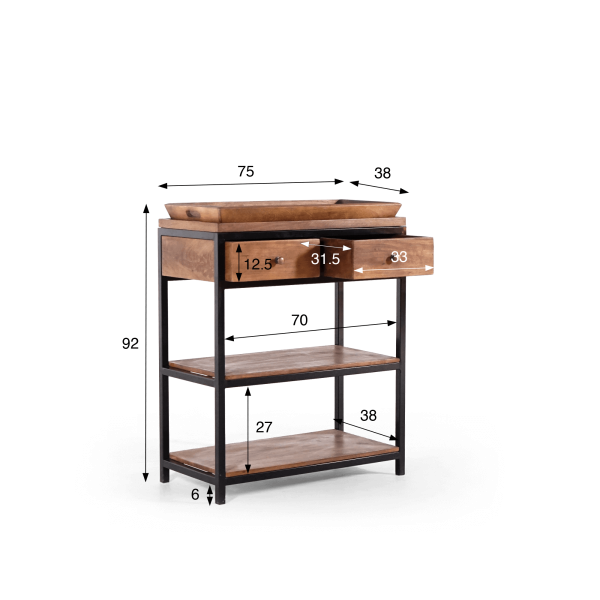 Console en bois naturel et pieds en métal - Modula