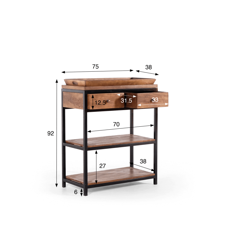 Console en bois naturel et pieds en métal - Modula Console en bois naturel et pieds en métal - Modula