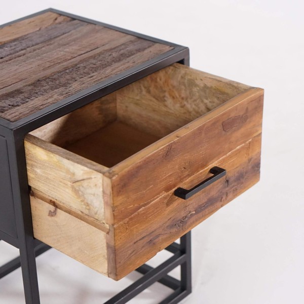 Table de chevet en bois recyclé - Recycled