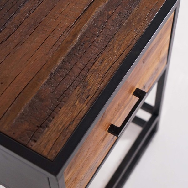 Table de chevet en bois recyclé - Recycled