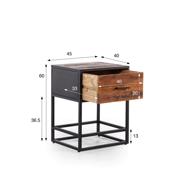Table de chevet en bois recyclé - Recycled