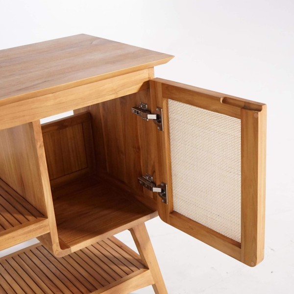 Meuble de salle de bain bois teck massif simple vasque 80 cm - Kalindi