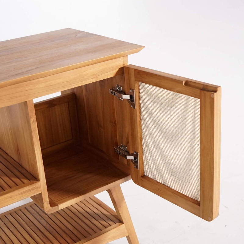 Meuble de salle de bain bois teck massif simple vasque 80 cm - Kalindi Meuble de salle de bain bois teck massif simple vasque 80 cm - Kalindi