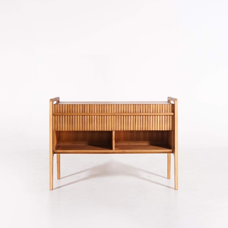 Meuble de salle de bain bois teck massif double vasque 120 cm - Devika