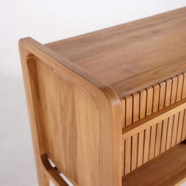 Meuble de salle de bain bois teck massif double vasque 120 cm - Devika