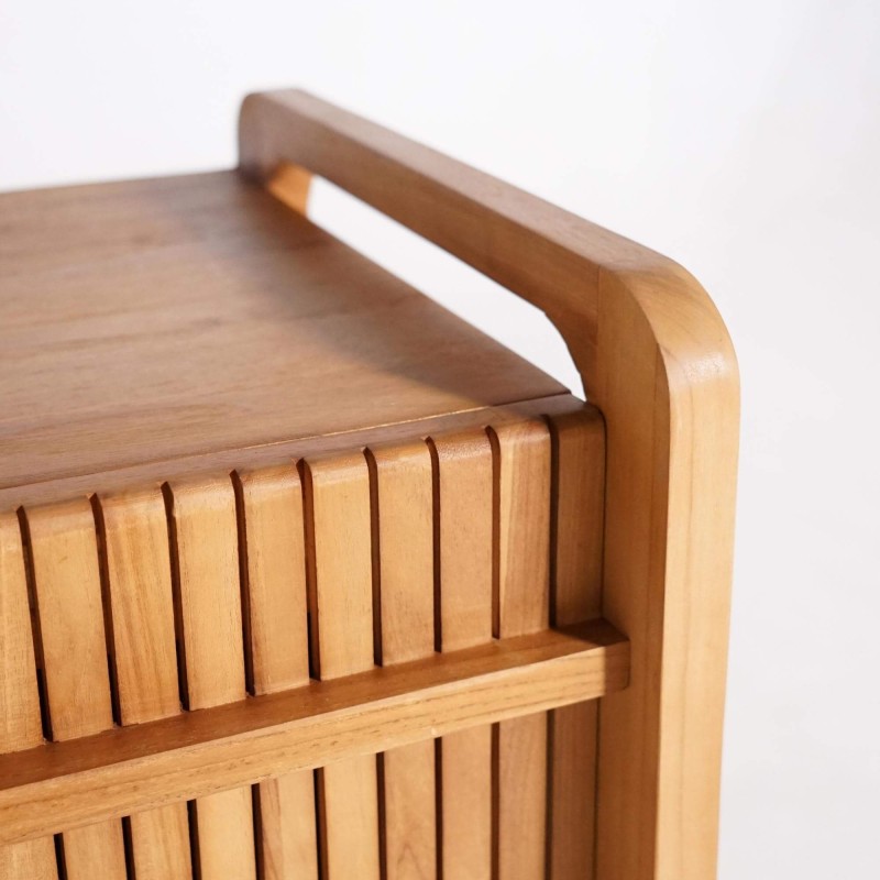 Meuble de salle de bain bois teck massif double vasque 120 cm - Devika