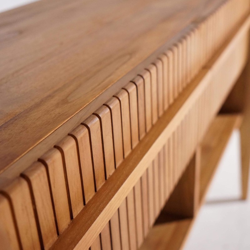 Meuble de salle de bain bois teck massif double vasque 120 cm - Devika