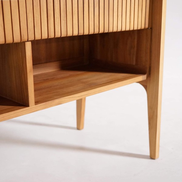 Meuble de salle de bain bois teck massif double vasque 120 cm - Devika