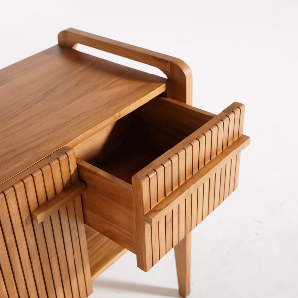 Meuble de salle de bain bois teck massif simple vasque 80 cm - Devika