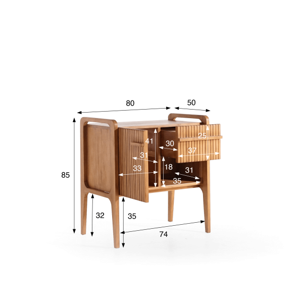 Meuble de salle de bain bois teck massif simple vasque 80 cm - Devika