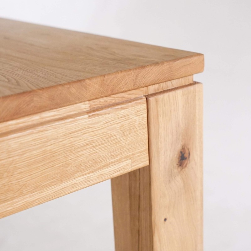 Table à manger en bois de chêne 140 x 90 cm avec allonges de 2 x 40 cm