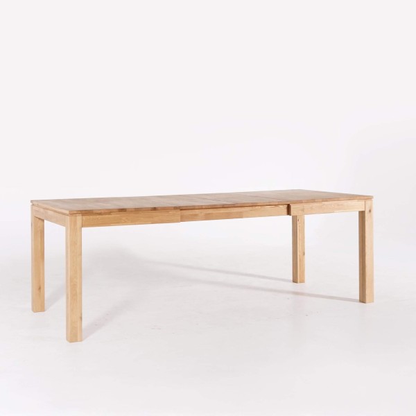 Table à manger en bois de chêne 140 x 90 cm avec allonges de 2 x 40 cm