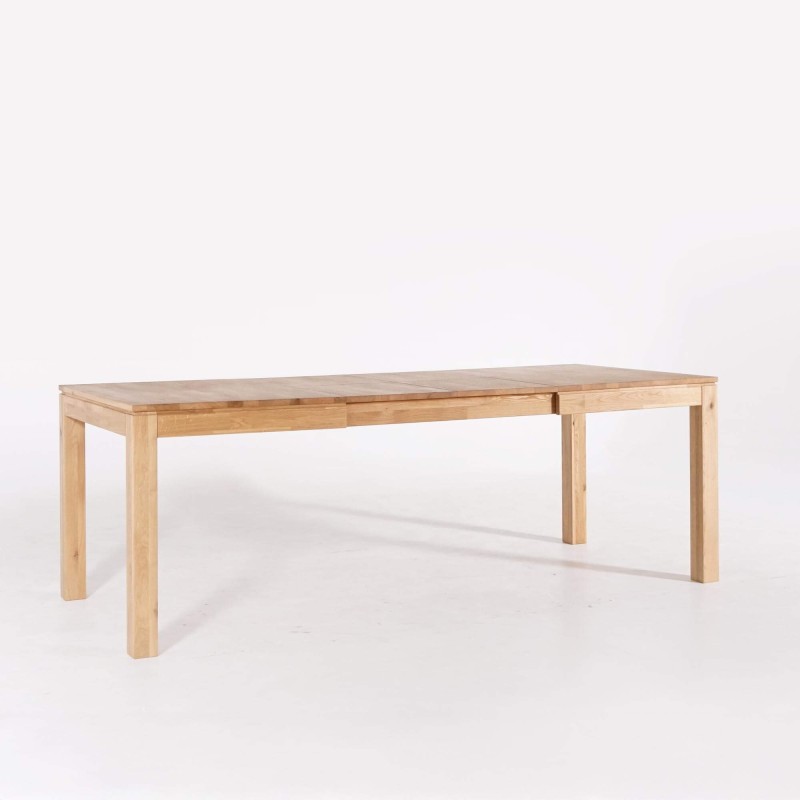 Table à manger en bois de chêne 140 x 90 cm avec allonges de 2 x 40 cm