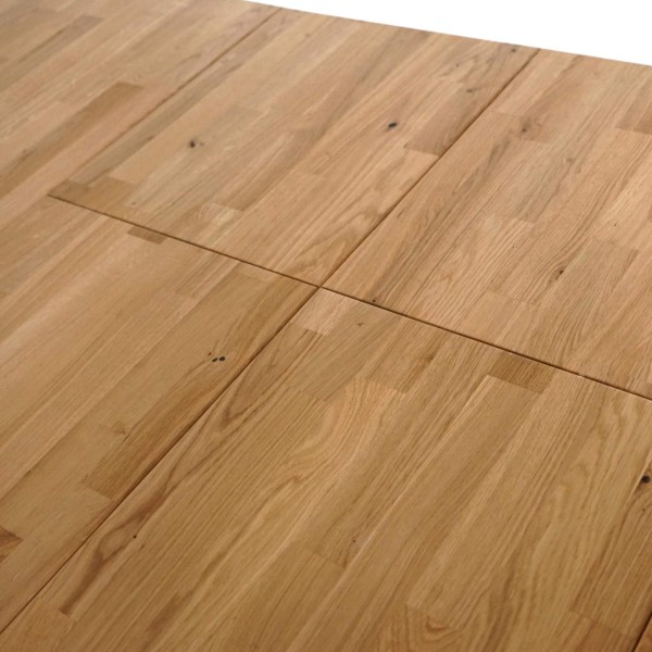 Table à manger en bois de chêne 140 x 90 cm avec allonges de 2 x 40 cm