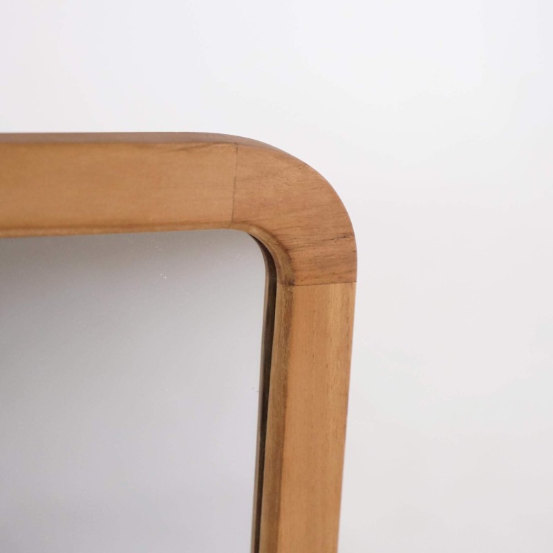 Miroir rectangulaire en bois de teck avec étagère