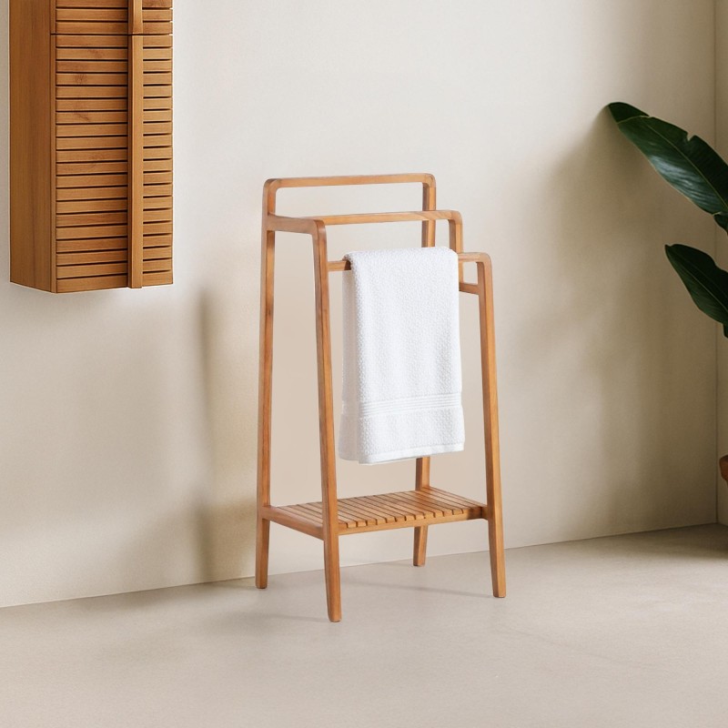 Porte serviettes de salle de bain en bois massif de teck - Devika Porte serviettes de salle de bain en bois massif de teck - Devika