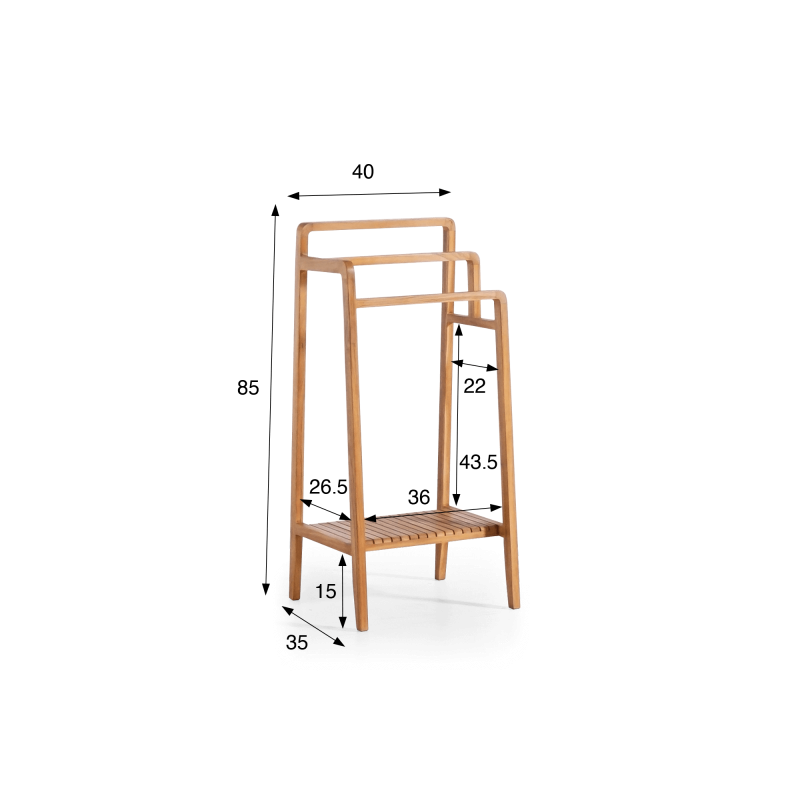 Porte serviettes de salle de bain en bois massif de teck - Devika Porte serviettes de salle de bain en bois massif de teck - Devika