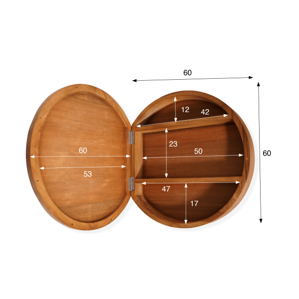 Miroir de salle de bain rond avec compartiment de rangement - Devika