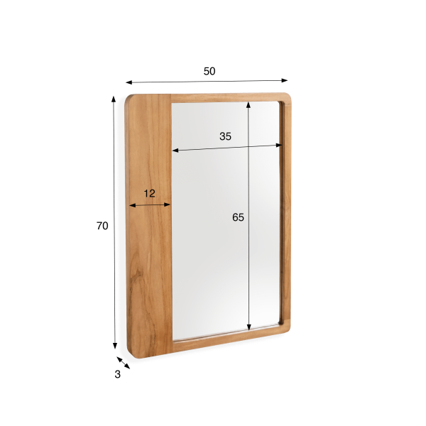 Miroir rectangulaire en bois de teck