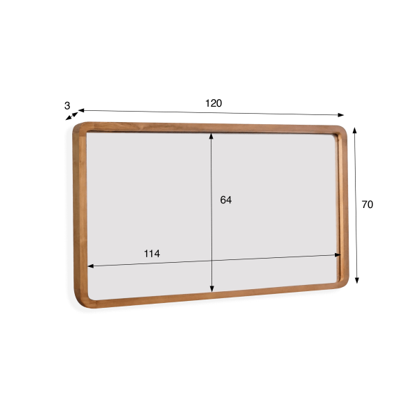 Miroir de salle de bain 120 x 70 cm avec bord en bois de teck - Devika