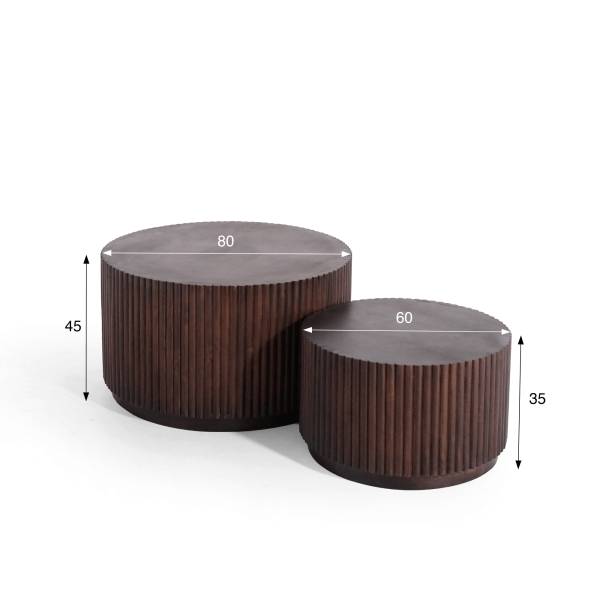 Ensemble de 2 tables basses en bois massif - Sohana