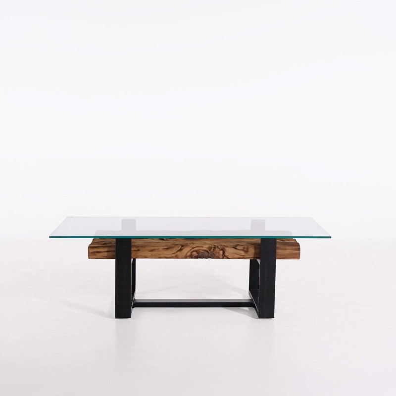 Table basse en verre et traverses de chemin de fer - Railwood