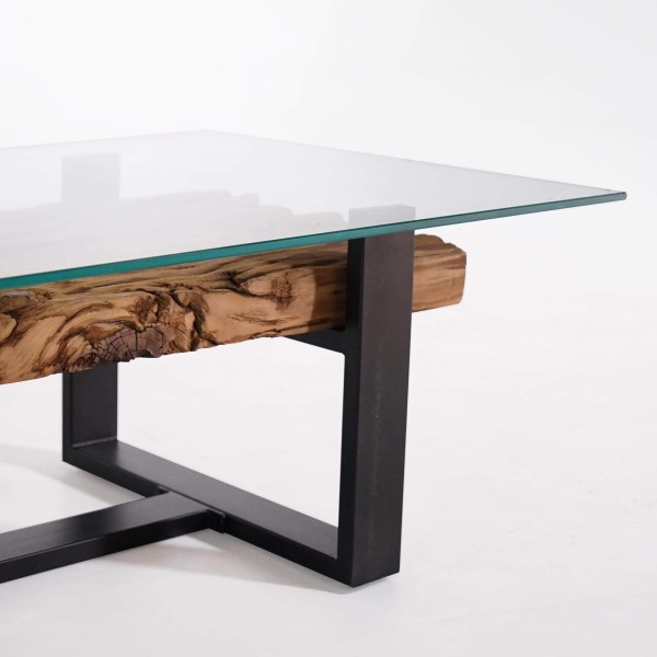 Table basse en verre et traverses de chemin de fer - Railwood