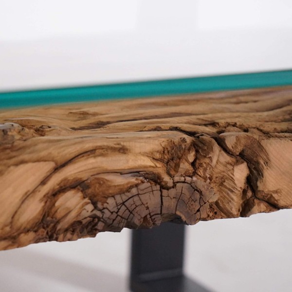 Table basse en verre et traverses de chemin de fer - Railwood