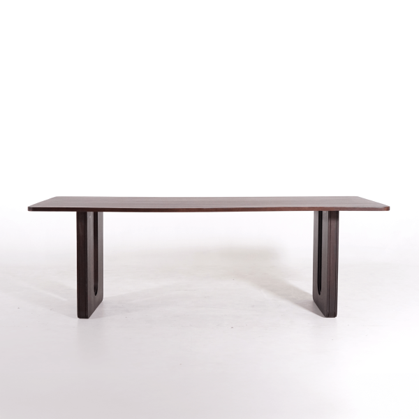 Table à manger en bois massif de manguier, finition marron intense - Noba