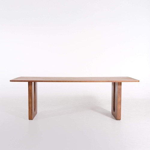 Table à manger en bois massif de manguier, finition brun naturel - Noba