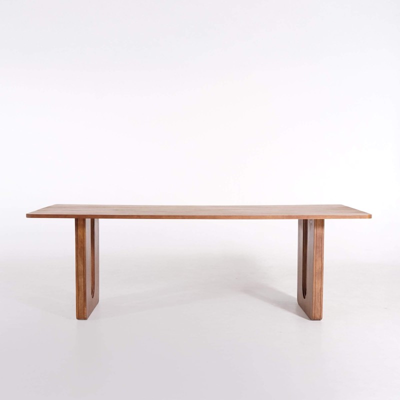 Table à manger en bois massif de manguier, finition brun naturel - Noba