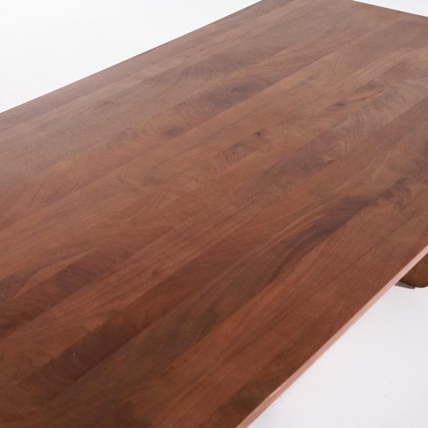 Table à manger en bois massif de manguier, finition brun naturel - Noba